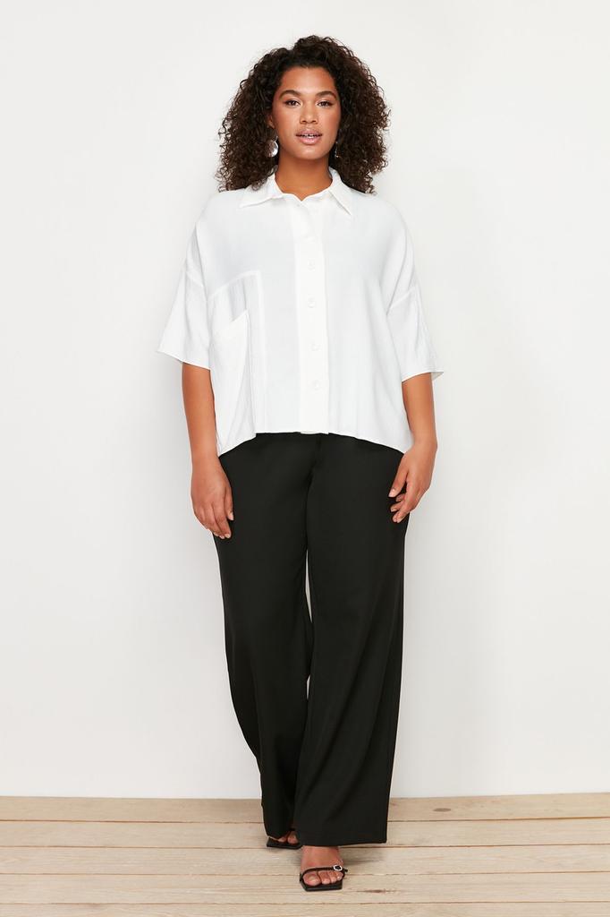 Женская рубашка больших размеров Белая тканая рубашка