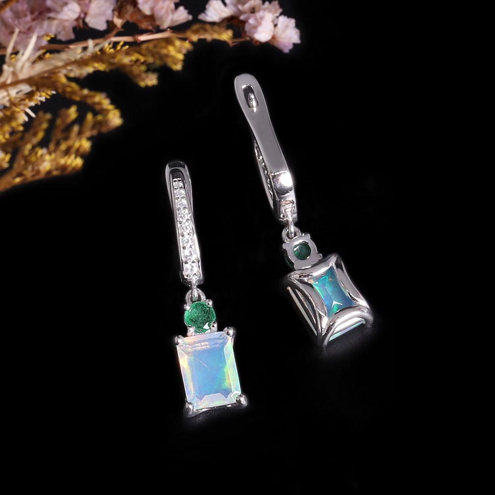 Роскошные серьги из стерлингового серебра 925 пробы с натуральным опалом ОКТ 6*8 мм, настоящие драгоценные камни, изысканные украшения для женщин, подарок на годовщину и день рождения