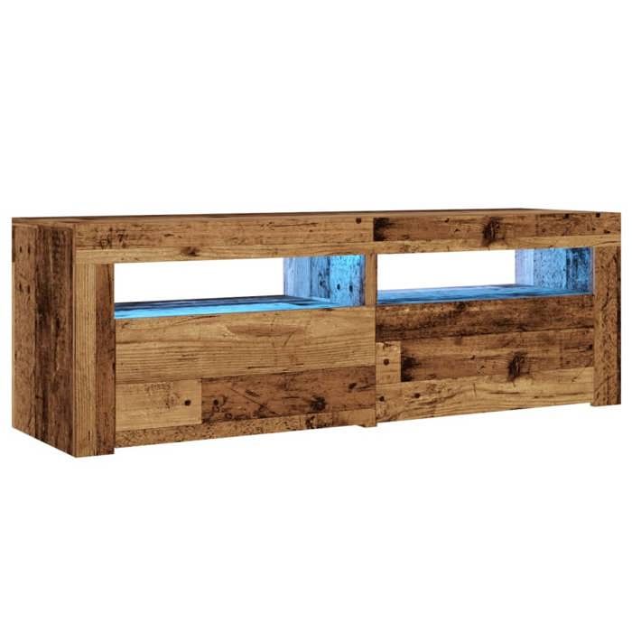 VidaXL Meuble TV avec lumières LED vieux bois bois d'ingénierie, support TV, meuble multimédia, console TV, meuble hifi, 856313