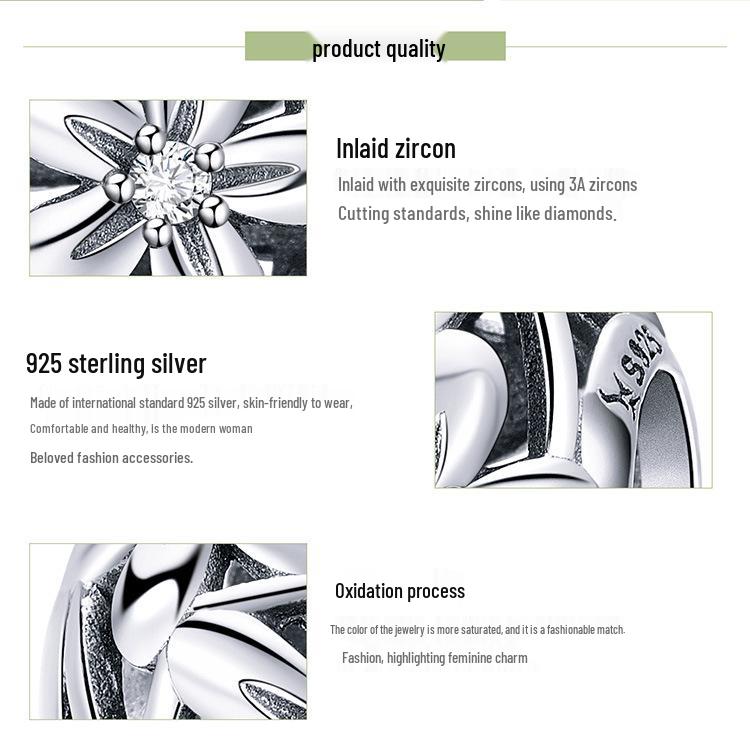 S925 Серебро Цветок Формы Капля Масла Бусина Аксессуар SCC729