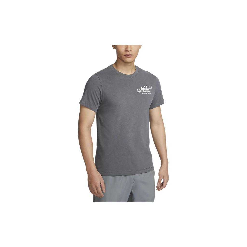 Nike Dri-FIT Letter Round Neck Casual Fitness Short Sleeve T-Shirt Men Tops Iron-Gray FQ3881-068