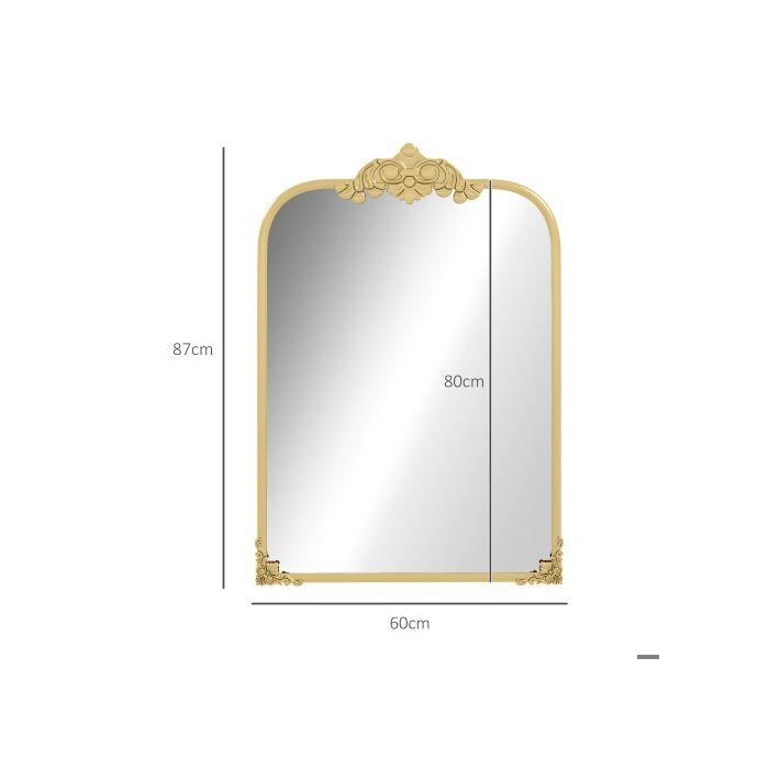 Miroir mural - MUVOE - Baroque - Cadre en métal doré - 60 x 87 cm - Amovible floral