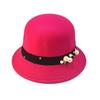 Vintage Women Domed Woollen Hat Adult Fashion Rivets Pearl Decoration Warm Lady Bucket Cap in Winter Autumn Outdoor