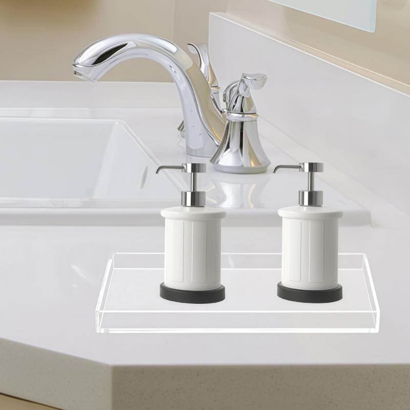 Multifunctional Waterproof Acrylic Soap Sponge Holder Tray for Bathroom Vanities and Countertop Essential Organization
