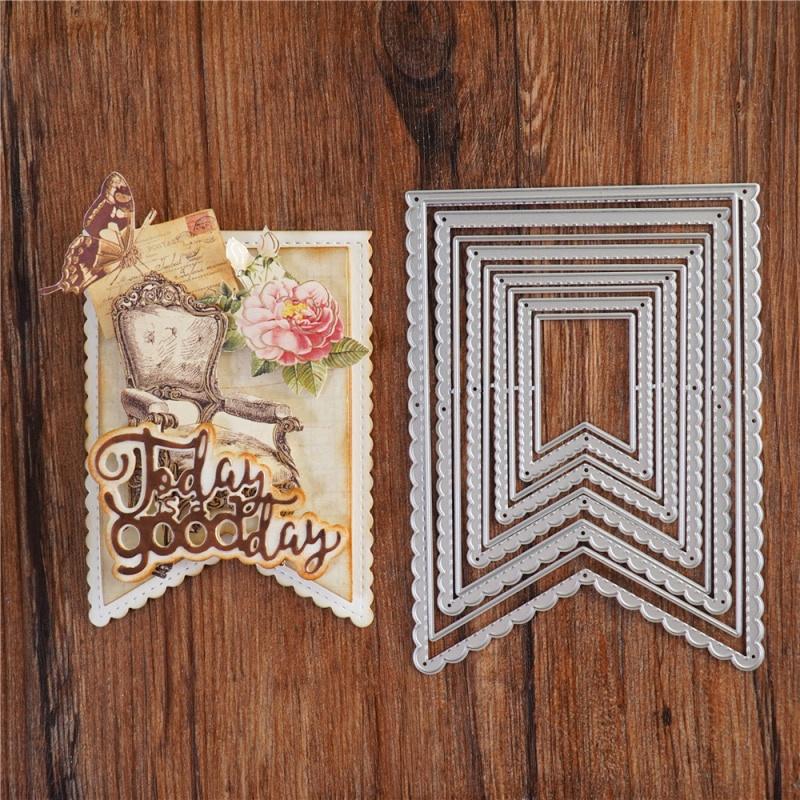 5Pcs Banners Metal Cutting Die Stencil Template for DIY Embossing Paper Photo Album Cards Making Scrapbooking Die Cut