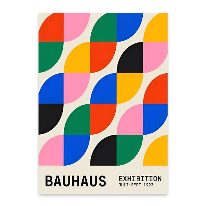 Abstract Bauhaus Orange Yellow Geometry Poster Prints Bauhaus Ausstellung Canvas Painting Wall Art Picture for Home Decoration