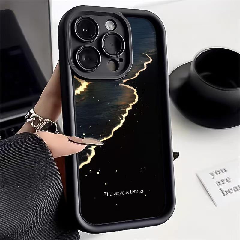 Чехол для телефона "Золотые Волны" для iPhone 13/14/15/16 Pro, Подходит для Apple 17 Pro, Европейский и Американский Стиль