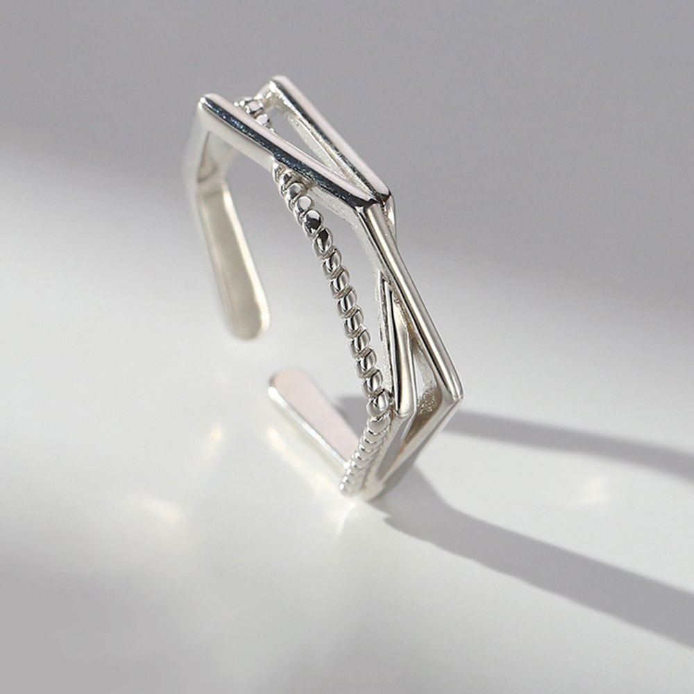 Day Gift Personality Korean Style Jewelry Men Geometric Ring Punk Finger Buckle Line Ring