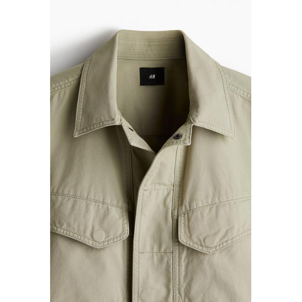 HM Regular Fit Canvas oversHirt pistacHio Green