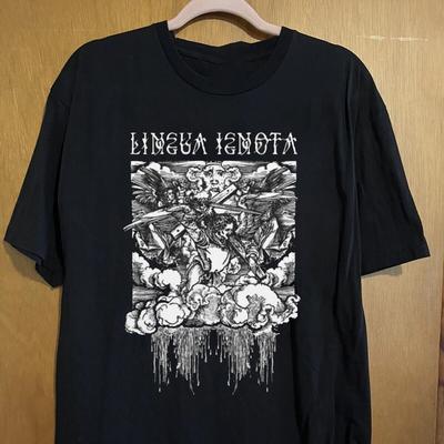 LINGUA IGNOTA Angel Tour Черная Хлопковая Футболка Унисекс Полный Размер S-5XL