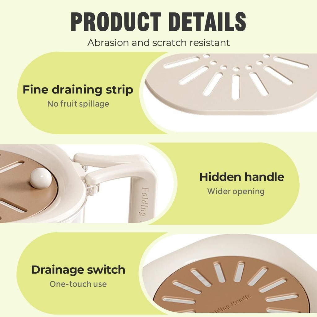 Контейнер-дуршлаг для фруктов с крышкой, Новая многофункциональная овощемойка, Портативный контейнер для хранения для кухни, Ручка для домашних пользователей