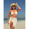 Solid Colors With Skirt Bandeau Bikini Female Swimsuit Women Swimwear Three-pieces Bikini Set Padded Bather Bathing Suit Swim