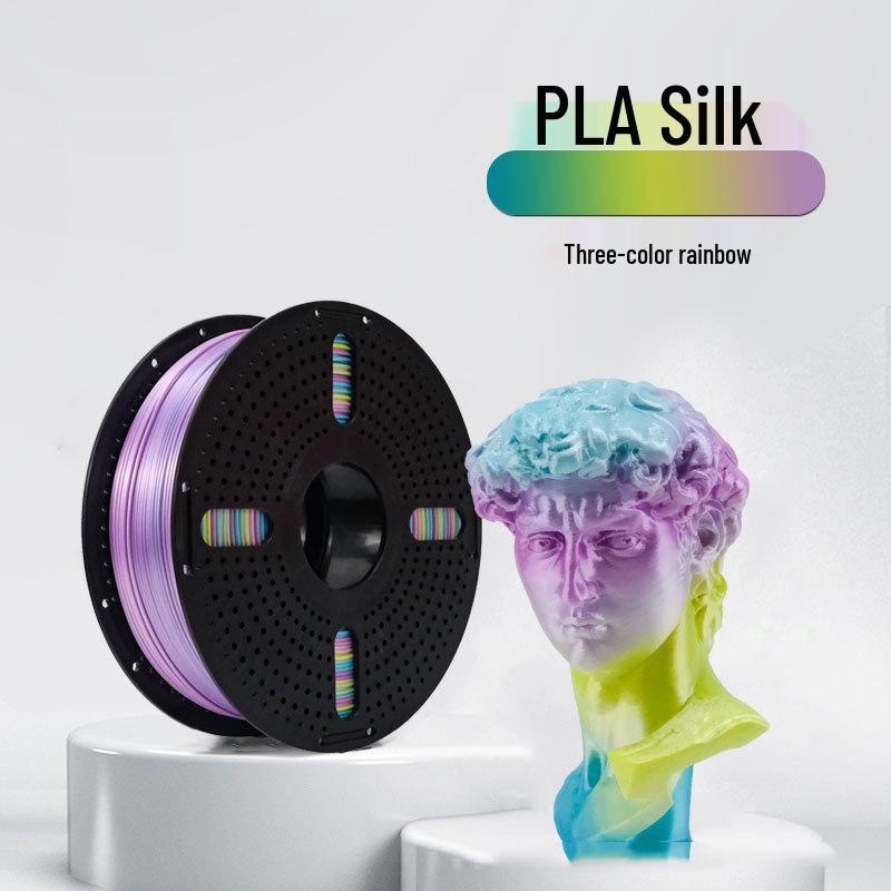 PLA Silk Филамент для 3D-принтера, 1,75 мм, Радужный мультиколор, Насыщенные цвета, Совместим с Creality и другими.