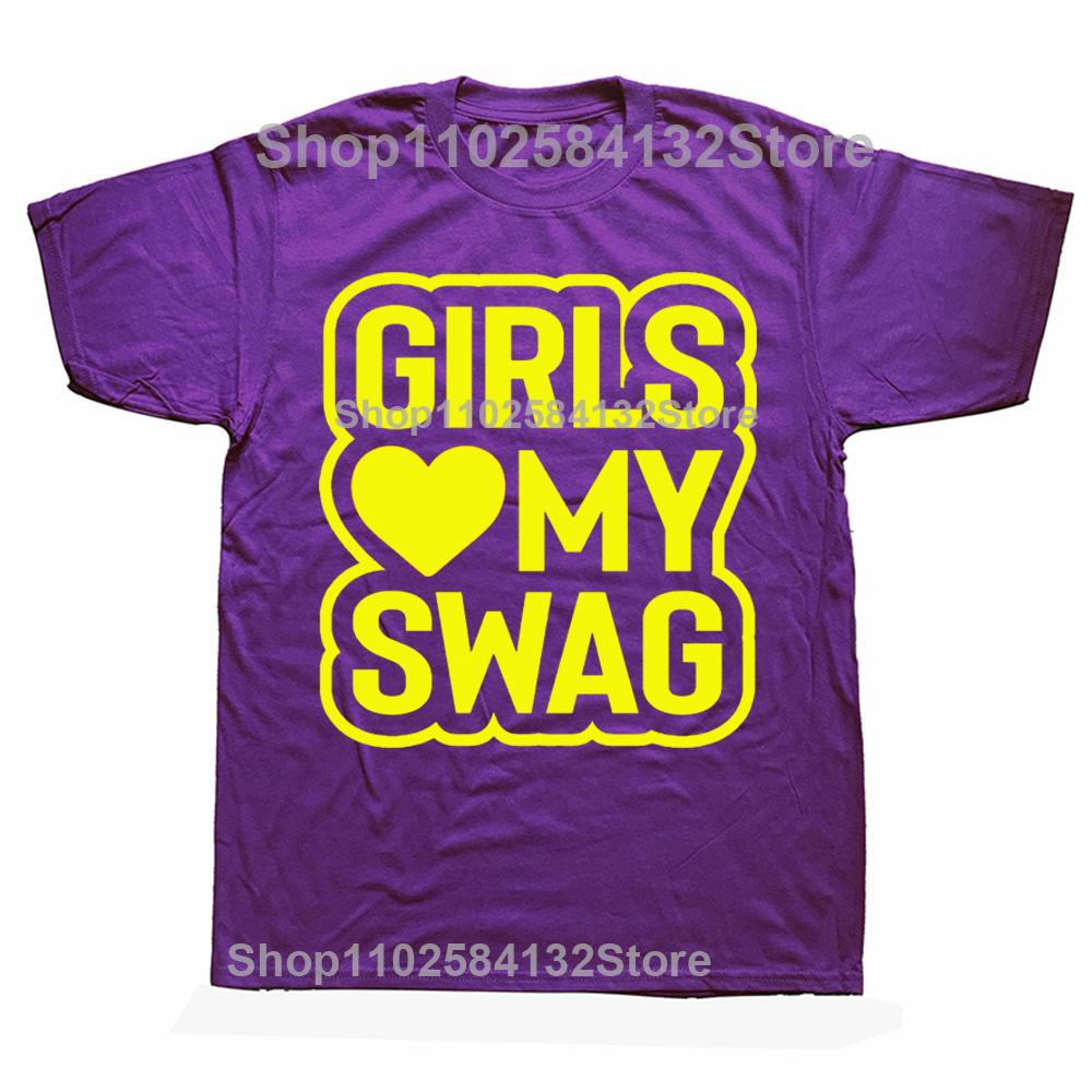 Новинка Потрясающие Футболки GIRLS LOVE MY SWAG Графический Уличный Стиль Короткий Рукав Подарки на День Рождения Летний Стиль Футболка Мужская Одежда