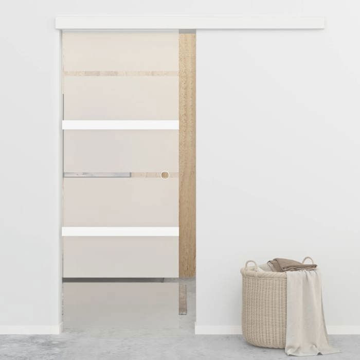 VidaXL Sliding Door Hanging Door Suspension System with Interior Rail Bedroom House ESG Glass and Aluminum 288058