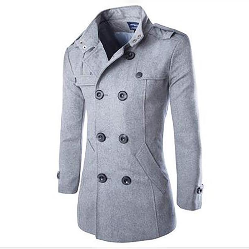 Мужское осенне-зимнее двухрядное шерстяное пальто с воротником на пуговицах, свитер, топы, блузка, Тренч средней длины