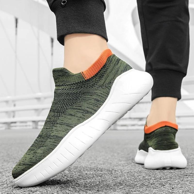 Fashion Minimalist Knit Men's Casual Sneakers Cushioned Insole Gym Walking Stylish Outdoor Comfortable Unisex Jogging Male Sports Shoes