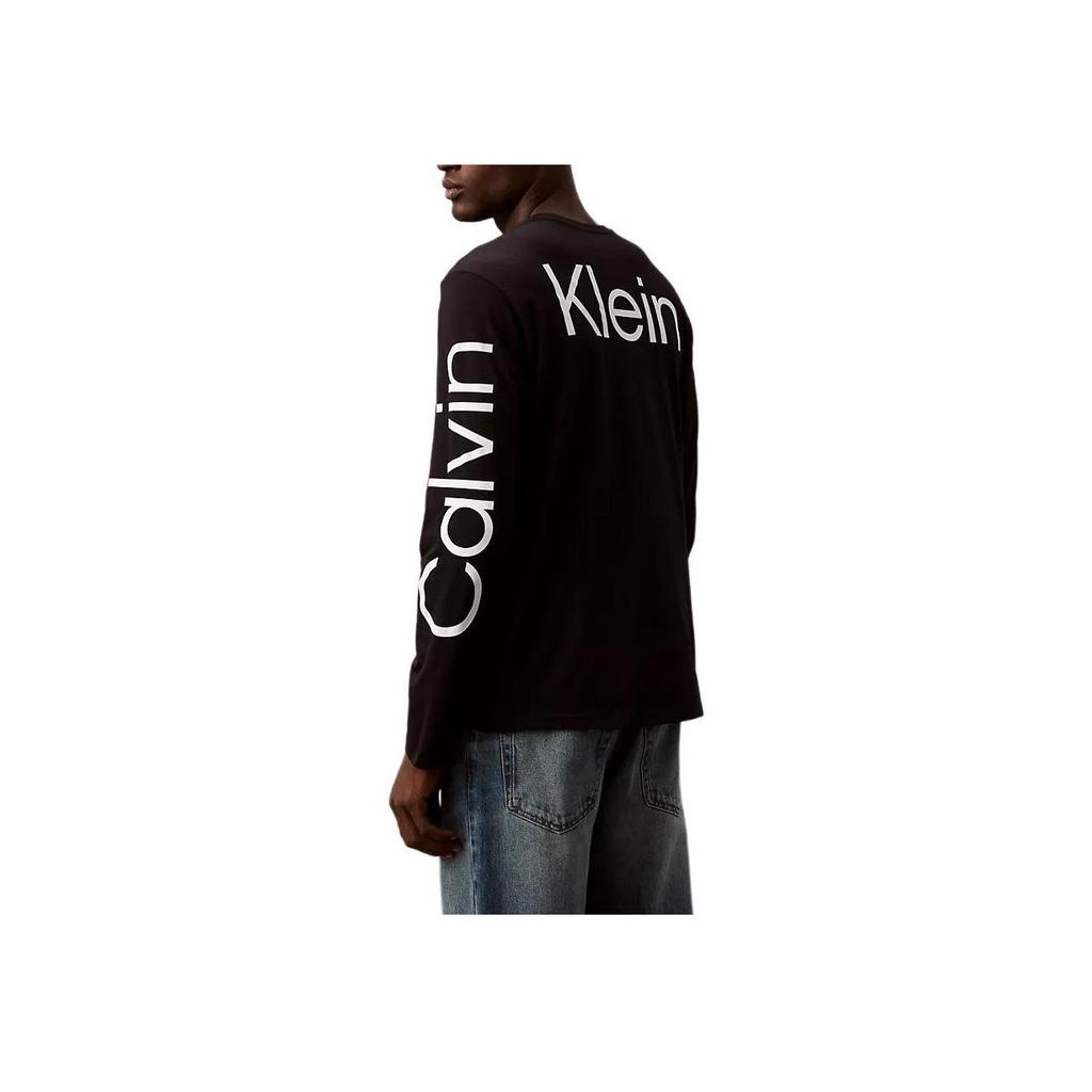 Calvin Klein Приталенный свитер с круглым вырезом и логотипом, мужские топы, черный цвет 40DC812-004