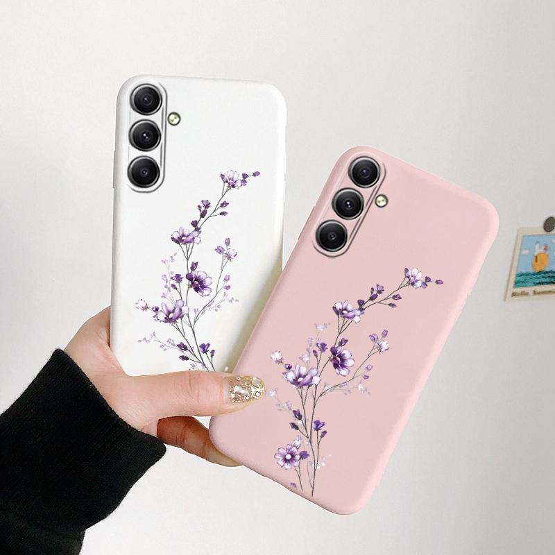 Мягкий силиконовый чехол с цветочным узором для Samsung A55 M35 S24 Xiaomi Redmi Note 13 Pro 13C iPhone Huawei Honor Realme Camera Защитный противоударный чехол
