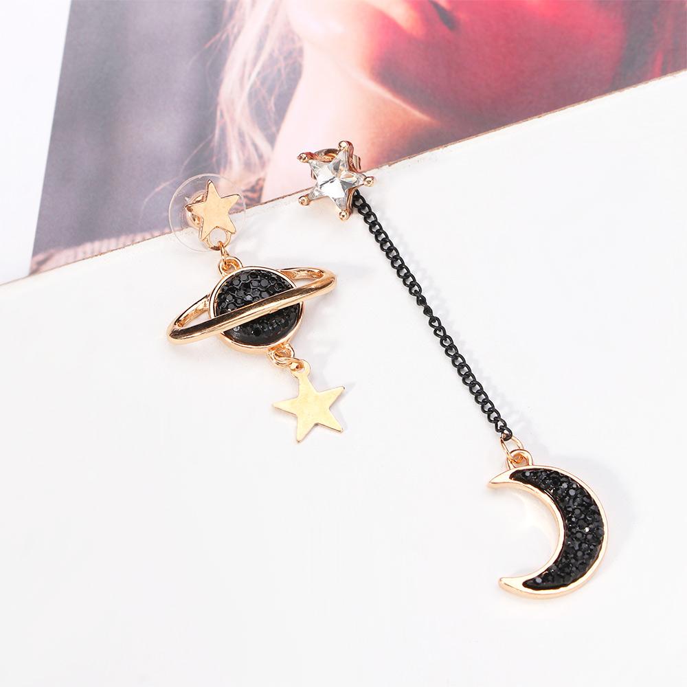 Personality Brincos Planet Black Star And Moon Drop Earrings Jewelry Dangle  Earrings Stud Earrings