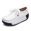 Genuine Leather Women Walking Shoes 5cm High Wedges Heels Shoes Lace-up Platform Shoes Loafers Mother Shoes