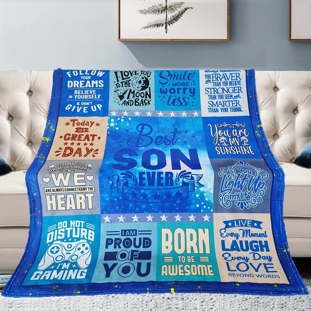 "Best Son Ever" Personalized Throw Blanket - Perfect Gift for Dad'S Birthday Or Any Special Occasion