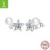 Pearl Star Moissanite Stud Earrings, Japanese And Korean Style Personality S925 Sterling Silver Star Stud Earrings.