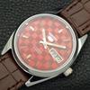 ВОССТАНОВЛЕННЫЕ МУЖСКИЕ ЧАСЫ SEIKO 5 AUTOMATIC, СДЕЛАНО В ЯПОНИИ, КРАСНЫЙ ЦИФЕРБЛАТ, ИЗГОТОВЛЕНЫ НА ЗАКАЗ a440073-2 QV90-a440073