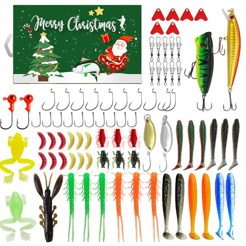 Креативный рождественский набор рыболовных приманок: Приманки для пресноводной форели, окуня и лосося с крючками
