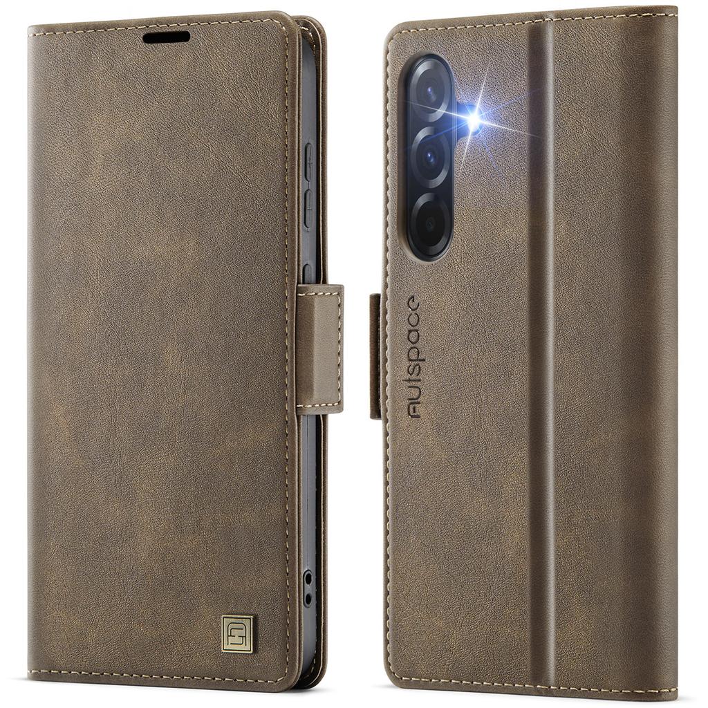 For Samsung Galaxy A36 5G Case AUTSPACE A11 RFID Blocking Retro Leather Cell Phone Wallet Cover