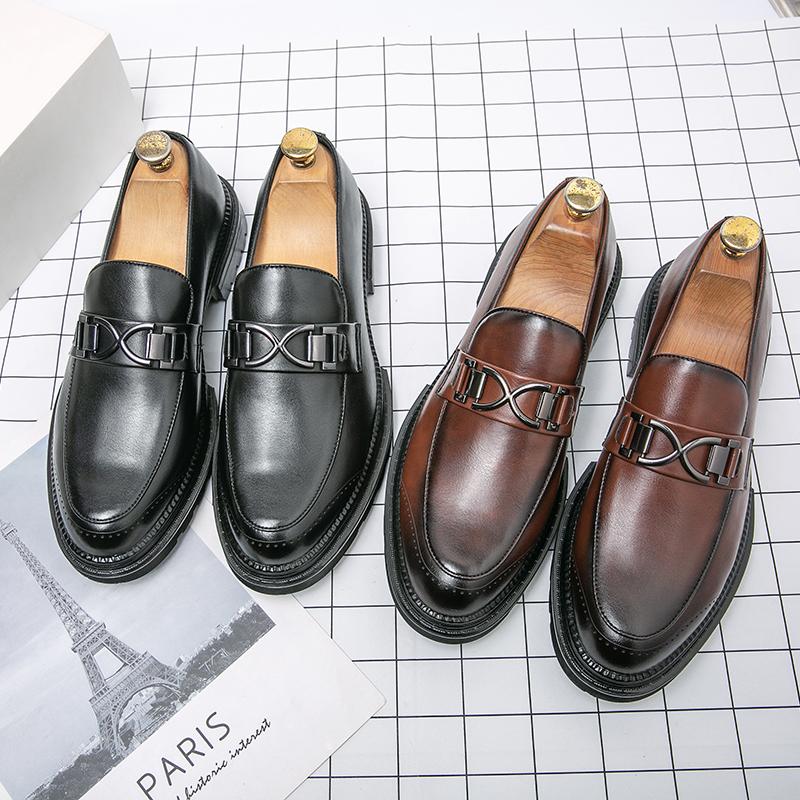 Luxury Thick Sole Heels Mens Dress Wedding Fashion Suit Leather Business Italian Casual Man Formal Loafers Summer Shoes for Men