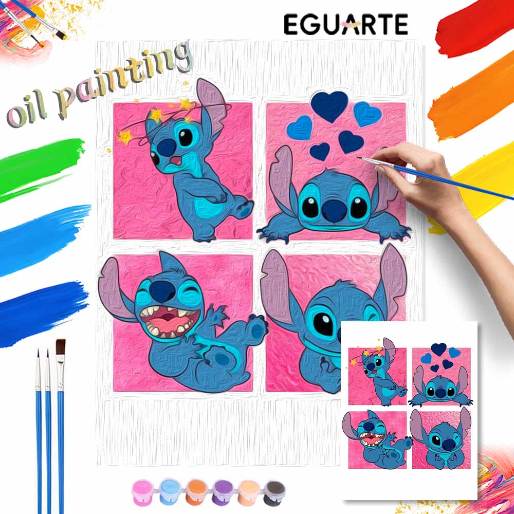 Disney Stitch Oil Paint Digital Painting Art Kit Handmade DIY Painting Kit Home Decor