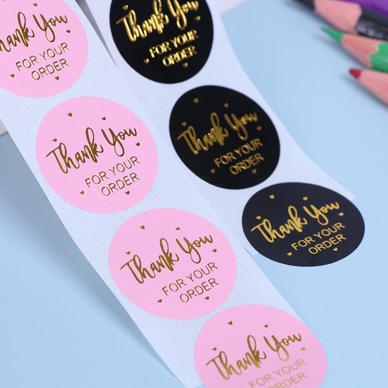 500 шт. Розовый Черный Ручная работа С Для Вашего Заказа Наклейка Сердце Спасибо Наклейка