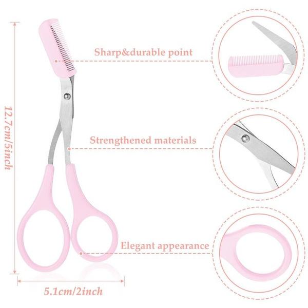 5 цветов, женские модные ножницы из нержавеющей стали с расческой, триммер для бровей, ножницы для бровей, женские персонализированные аксессуары