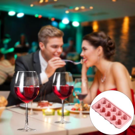 Heart Shaped Silicone Ice Cube Trays 10 Cavities Easy Release DIY Love Heart Ice Cubes Chocolate Candy Mold for Cocktails Whiskey BPA Free Dishwasher