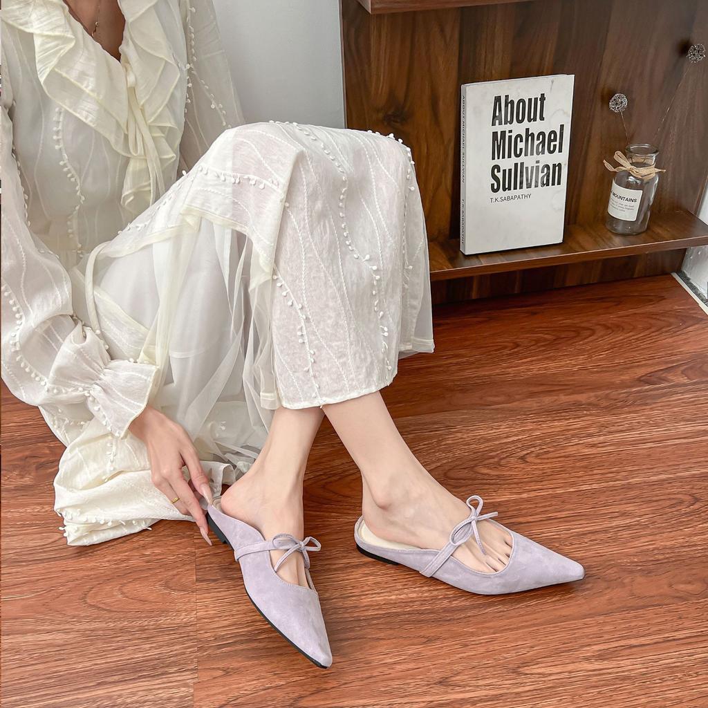 Autumn New Bag Head Cool Slippers Women's Fashion Pointed Muller Shoes Women's Rear Empty Temperament Single Shoes with Women's Shoes