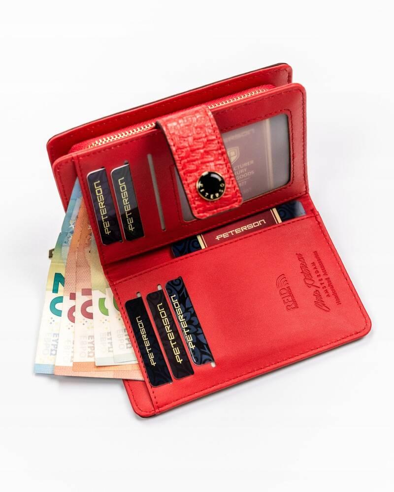 Vertical women's wallet made of eco-leather decorated with embossing - Peterson