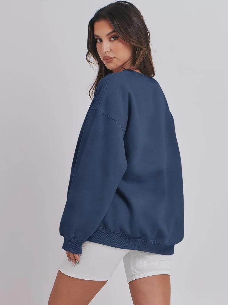 Autumn Winter Women Loose Solid Color Top Fashion Velvet Sweatshirt