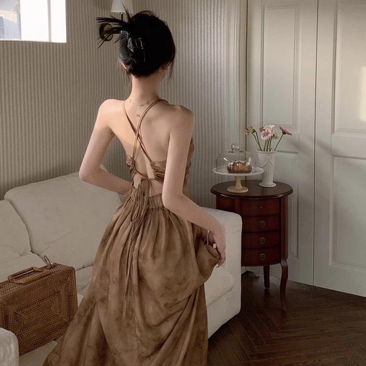 Платье макси с запахом и халтером Sultry: Летний стиль с открытой спиной и утягивающей талией для отдыха на море