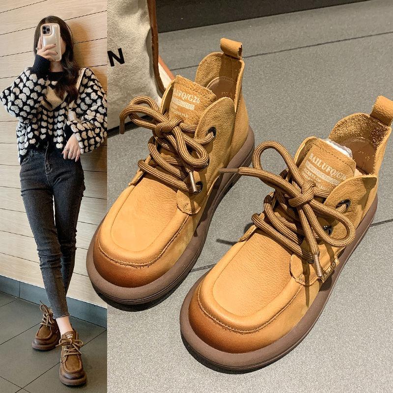 Fashion Women Boots Retro Lace-Up Ankle Boots 2024 Autumn New Round Toe Women Shoes Versatile Soft Sole Comfort Causal Shoes Botas Mujer