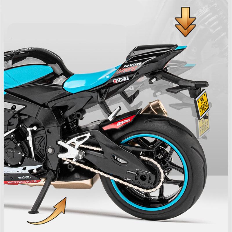 1/12 Yamaha YZF-R1M Alloy Racing Motorcycle Model Diecast Street Sports Motorcycle Model Simulation Sound and Light Детские игрушки Подарок