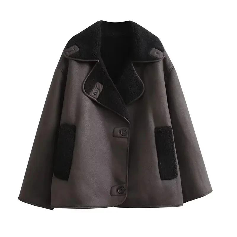 Autumn/Winter Women's Jacket Plush Coat Spring Faux Leather Jacket Warm Thick Wool Blend Coat Street Fashion