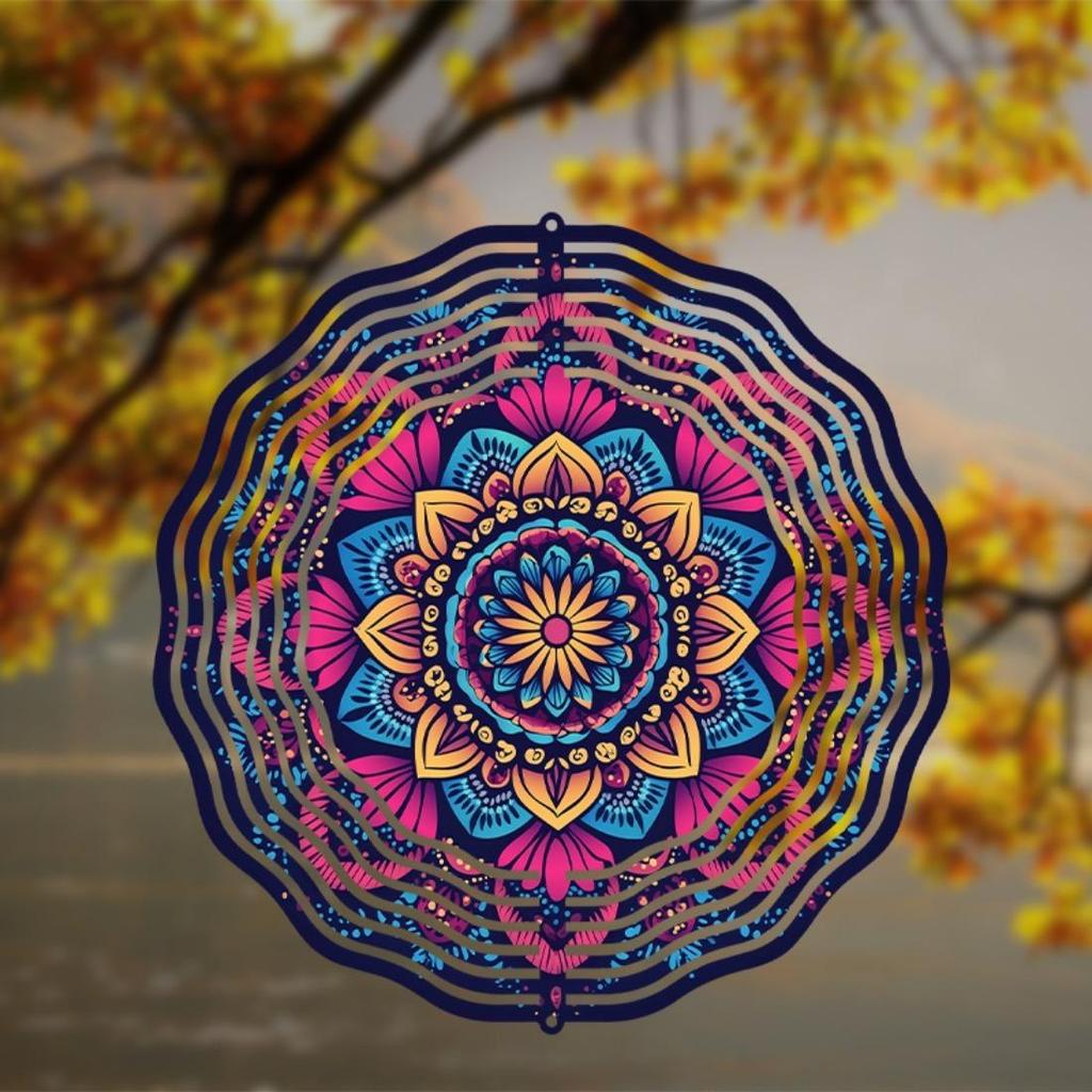 1 шт. 2D Мандала Ветряной Спиннер, Металлическое Садовое Подвесное Украшение, Подвеска для Улицы, Музыка Ветра, Не Требуется Питание