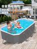 NAKUJI [Newly Improved Steel Frame, Non-Inflatable] Large Folding Vinyl Pool for Kids and Home Use, No Assembly Required, Easy Storage, Abrasion
