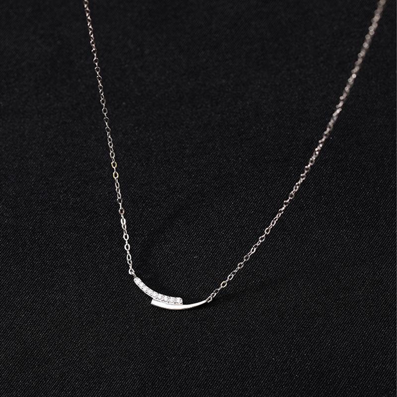 Серебряное ожерелье 925 пробы, простая цепочка на ключицу, блестящий циркон, геометрический кулон, женское изысканное ювелирное украшение, свадебный подарок