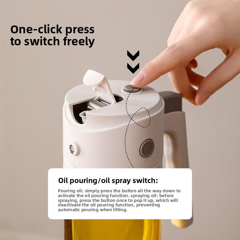 Бутылка-спрей для кухонного масла — это стеклянная бутылка для приправ двойного назначения и интегрированная бутылка-спрей для масла.