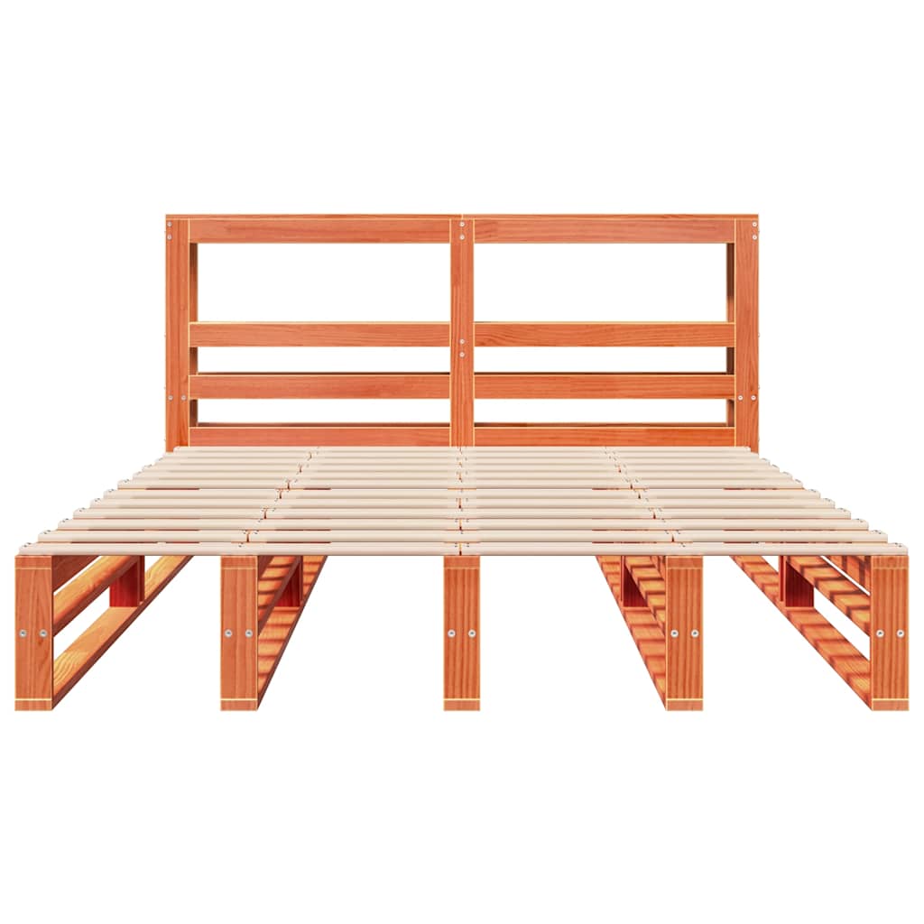 Solid Wood Bed without Mattress Wax Brown 150 x 200 cm Pine Wood
