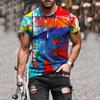 Men Spring Summer Casual Slim 3D Printed Short Sleeve T Shirt Top Blouse