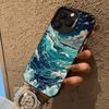 Японский чехол для телефона с волной укиё-э подходит для iPhone 16 15 14 13 12 11 Pro/ Max/Plus, задняя крышка с защитой от отпечатков пальцев, ударопрочная
