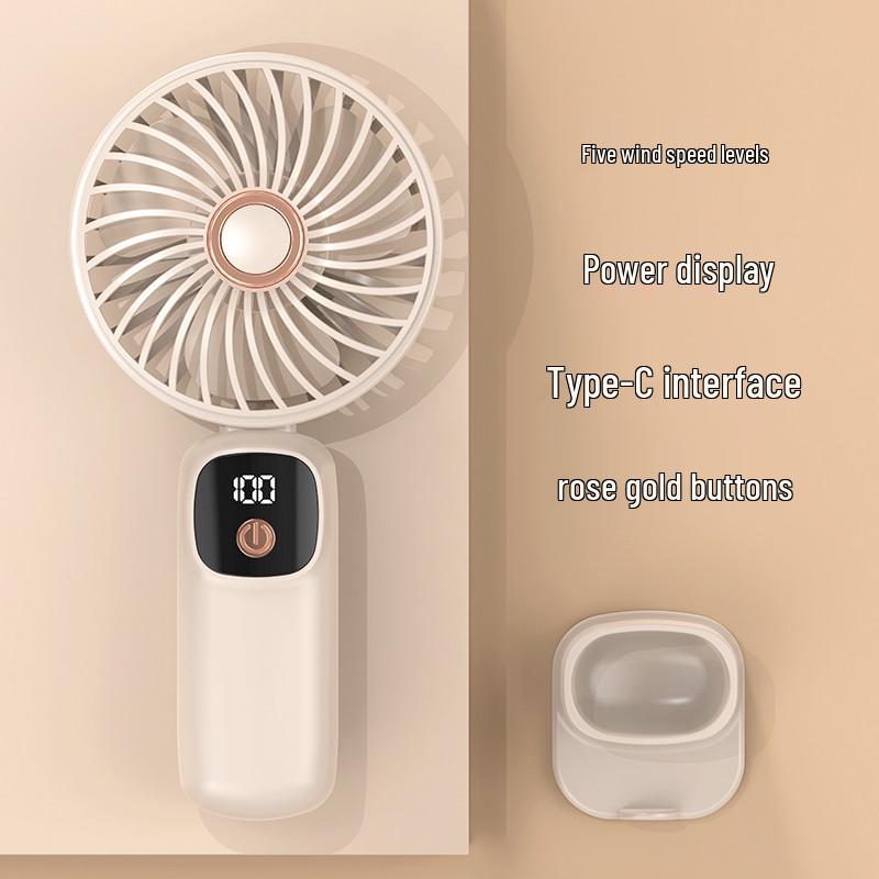 Мини-вентилятор USB ручной с LED-дисплеем - Портативный подарок для студентов и комнат в общежитии